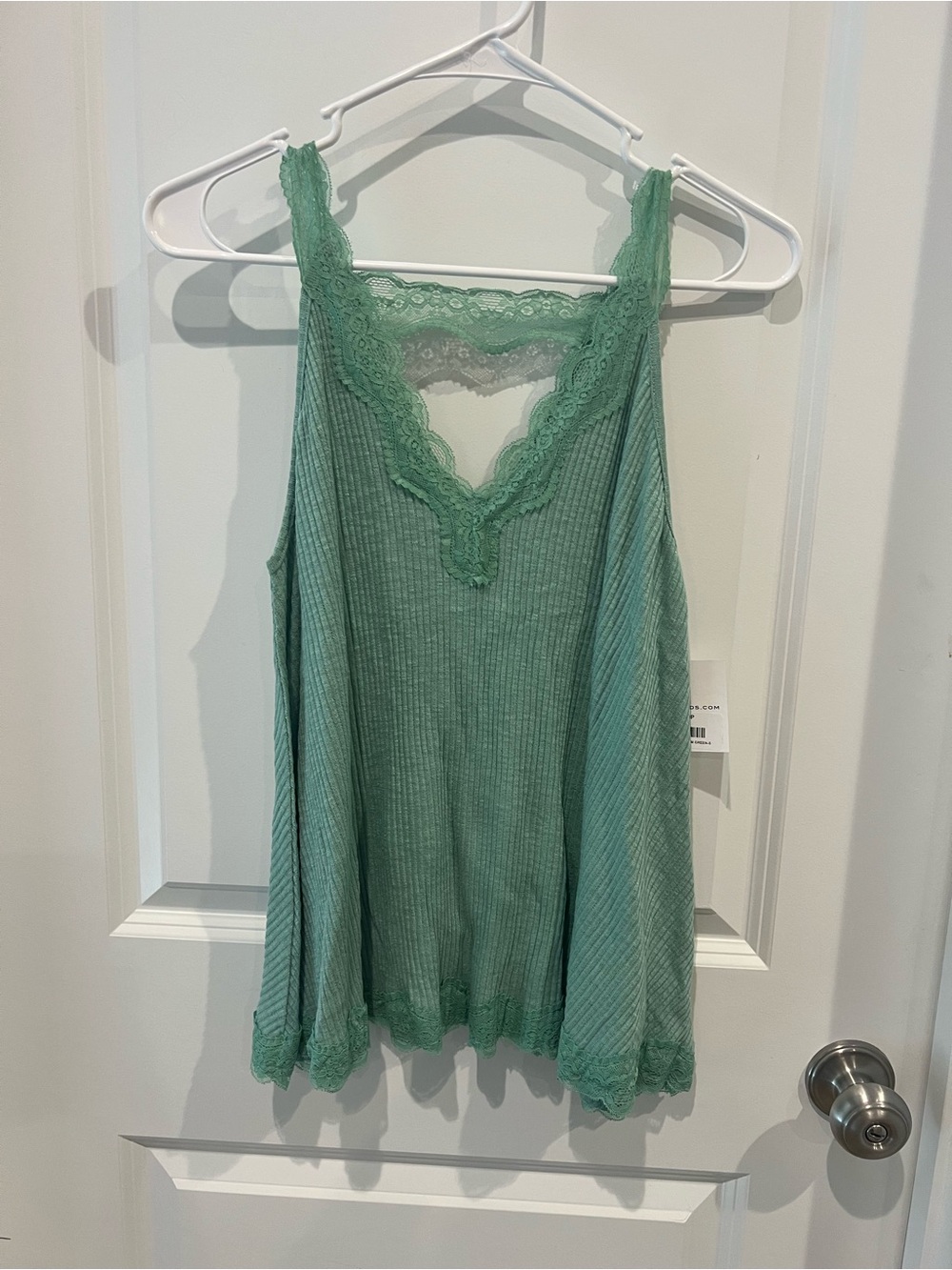 NWT POL Lace-Trim Ribbed Top Size Small (oversized see measurements)
